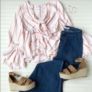 Striped bell sleeve top